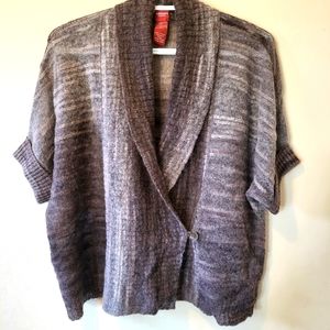 Olsen mohair short sleeve cardigan.  Brown tones. USA 10